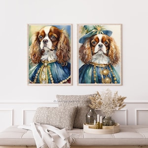 Cavalier King Charles Spaniel Portrait - 2 Aquarell Cavalier King Charles Spaniel Portrait - Digital Hundefoto - Wandkunst Hundebild