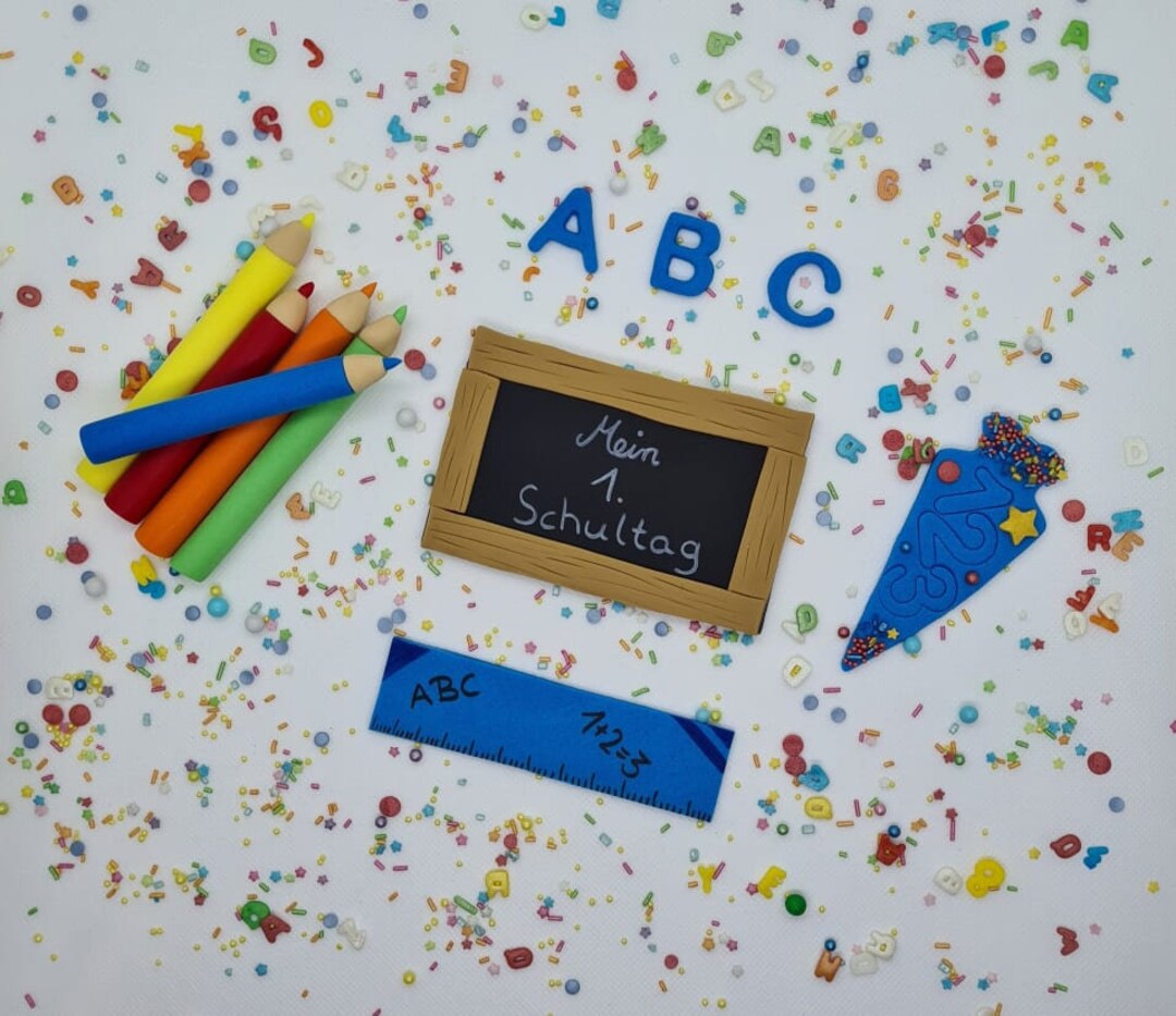 12-teilige Einschulung Cake Topper – Kuchendeko Für Schulanfangsparty, Mädchen & Jungen