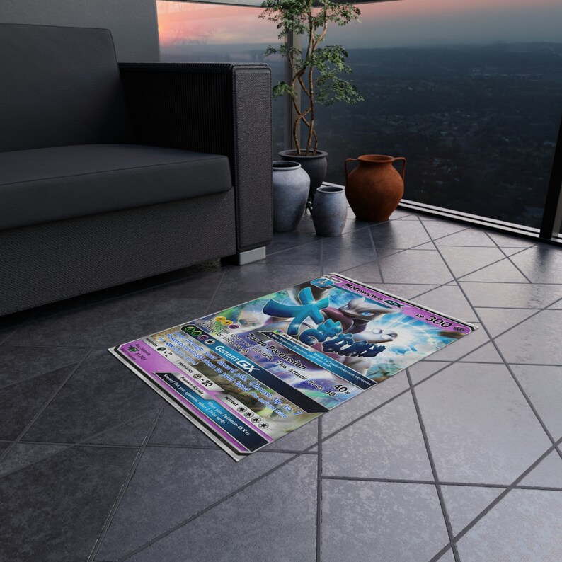 Pokémon Mewtwo GX Rug Anime Rug Custom Pokemon Doormat Etsy