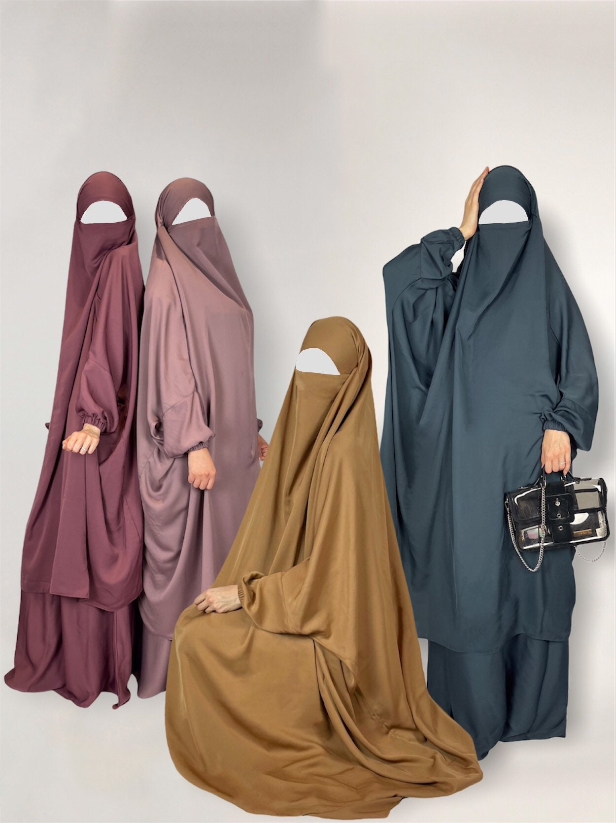 Two Piece Luxury Nidha Nida Jilbab Khimar Overhead Abaya