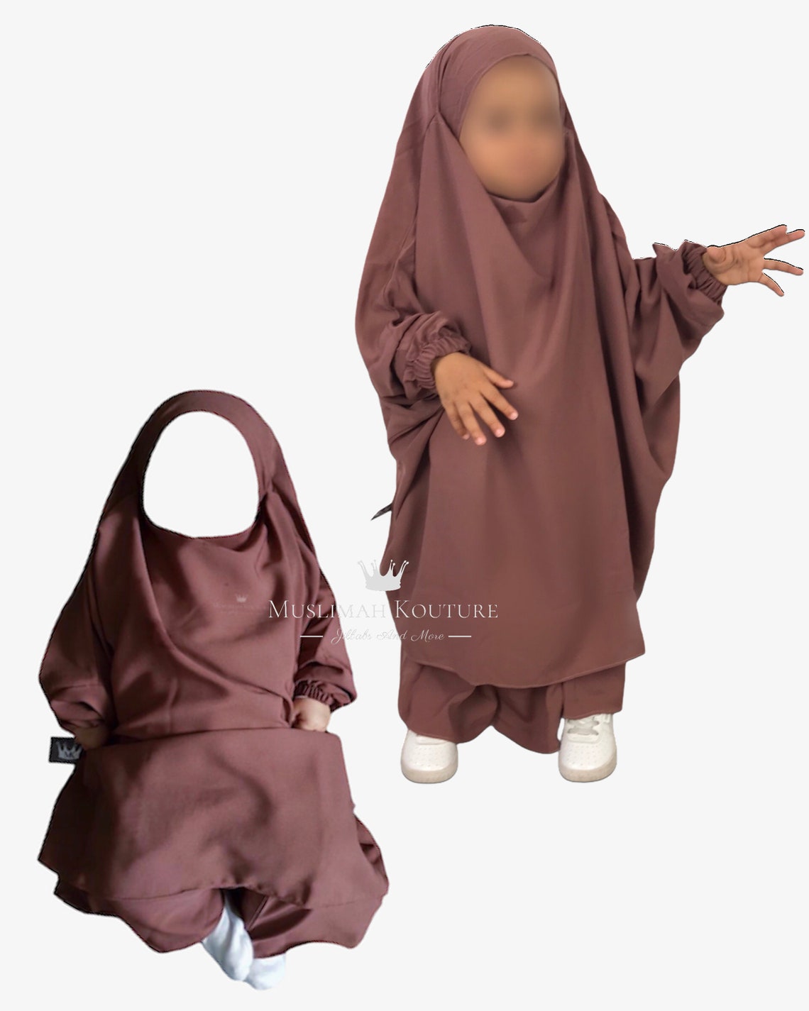 Kids baby Two piece Wool Peach Jilbab overhead abaya prayer Etsy