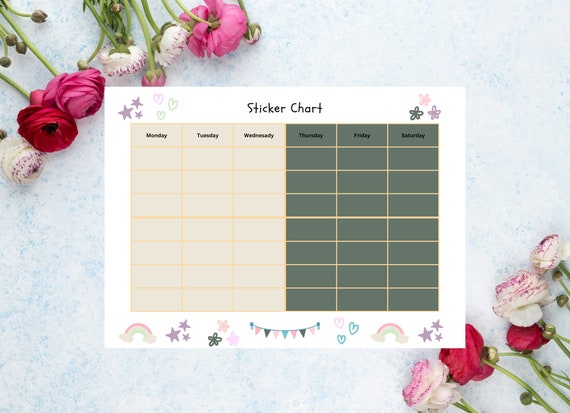 Printable Kids Sticker Chart Fun and Creative Sticker Chart - Etsy