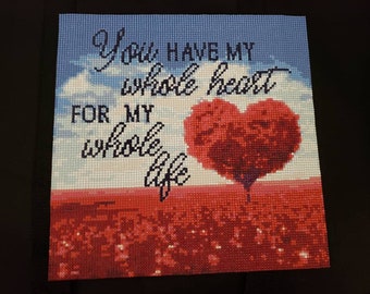 Finished You have my whole heart for my whole life Quote and Heart Tree 5 D Diamond Painting