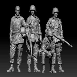 1/35 Hars Figuur Model Kit Vier Amerikaanse Soldaten Infanterie Leger Normandië WWII Ongeverfd Ongemonteerd