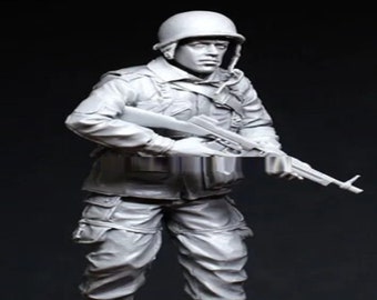 1/35 Resin Figure Model Kit US Soldier Paratrooper Airborne Gunner WW2 War Unpainted Unassembled