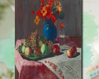Paint By Numbers Kit Still Life With Capucines By Felix Vallotton Painting Vintage Flowers Fruits DIY Draw Artwork