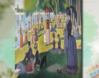 Paint By Numbers Kit Sunday Afternoon On Island Of La Grande Jatte By Georges Seurat Vintage DIY Draw Artwork