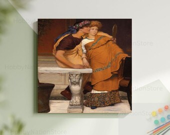 The Mirror By Lawrence Alma Tadema Paint By Numbers Painting Vintage Artwork Man Woman Scenery Kit DIY Draw Decor Art Gift