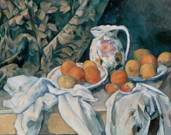 Still Life With A Curtain By Paul Cezanne Painting Vintage Artwork Paint By Numbers Kit DIY Decor Art Gift