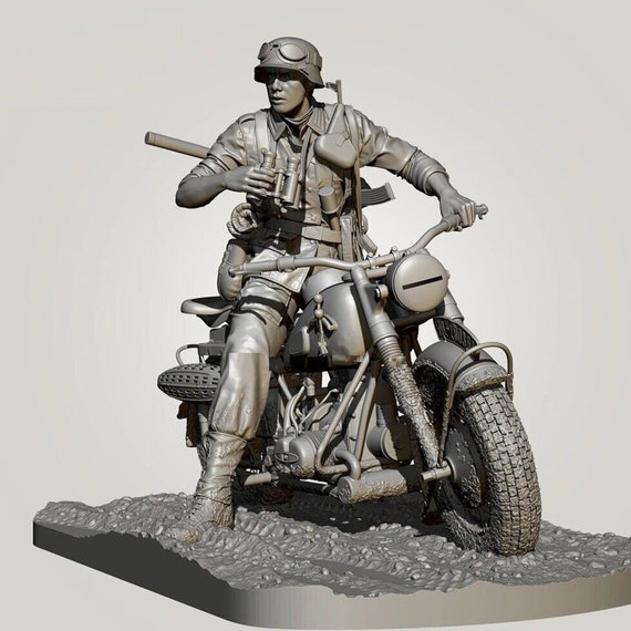 1 35 Resin Figure Model Kit Fantasy German Soldier Infantry Motorcycle Rider Moto WW2 Unpainted Unassembled Etsy Canada