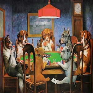 Een vriend in nood door Cassius Marcellus Coolidge schilderij vintage kunstwerken verf door getallen kit DIY tekenen honden spelen poker kaarten kunst
