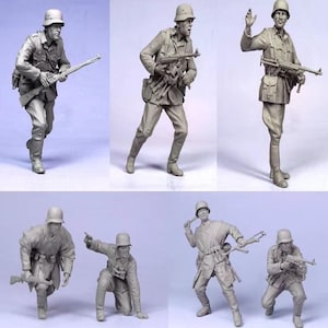 Model z żywicy 1/35. Siedmiu żołnierzy armii niemieckiej, piechota, II wojna światowa. II wojna światowa. Wojna. Niepomalowany. Niezmontowany.