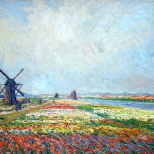 Campi di tulipani vicino all'Aia di Claude Monet Pittura Opere d'arte vintage Dipingi con i numeri Kit Decorazioni fai da te Disegna arte