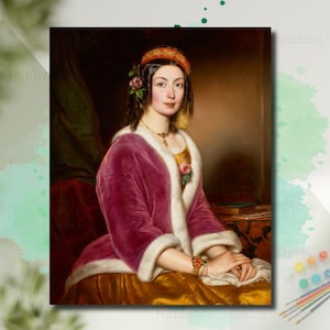 Paint By Numbers Kit Woman Wearing A Velvet Pelisse By Jozsef Borsos Painting Vintage DIY Draw Artwork