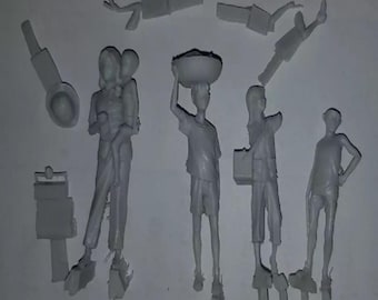 Kit de modelo de figura de resina a escala 1/35 de civiles vietnamitas, madre con niños, guerra de Vietnam, sin pintar, sin ensamblar
