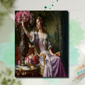 lady in a lilac dress with flowers Lady in a Lilac Dress with Flowers by Wladyslaw Czachrski