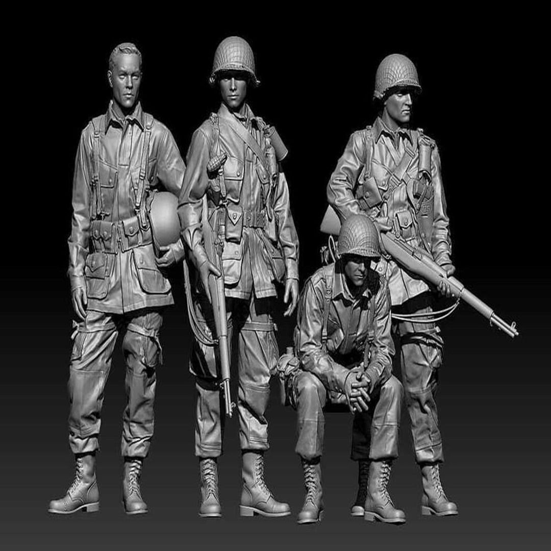 thumbnail image 2 of 1/35 Scale Resin US Soldiers Winter Scene Kit – 3 Figures + Building, Unpainted/Unassembled 4397 2 of 4