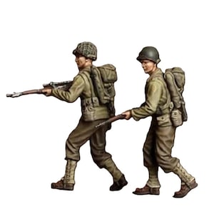 Model z żywicy 1/35 Dwóch żołnierzy amerykańskich Piechota Snajperzy Artylerzyści II Wojna Światowa Armia II Wojna Światowa Niepomalowany Niezmontowany