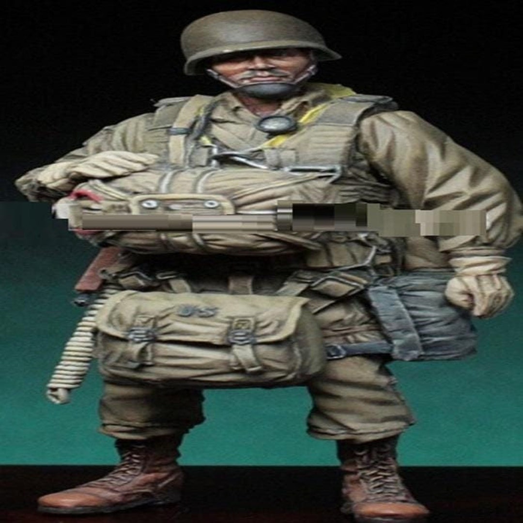 Kit Figurines Résine US Army WWII - 5 Soldats Avec Enfants - 1/35 Non Peint - Niveau Intermédiaire