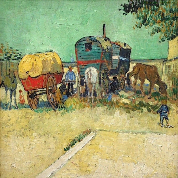 Caravans Gypsy Camp Near Arles Vincent Van Gogh Painting Vintage Artwork Paint By Numbers Kit DIY Decor Art