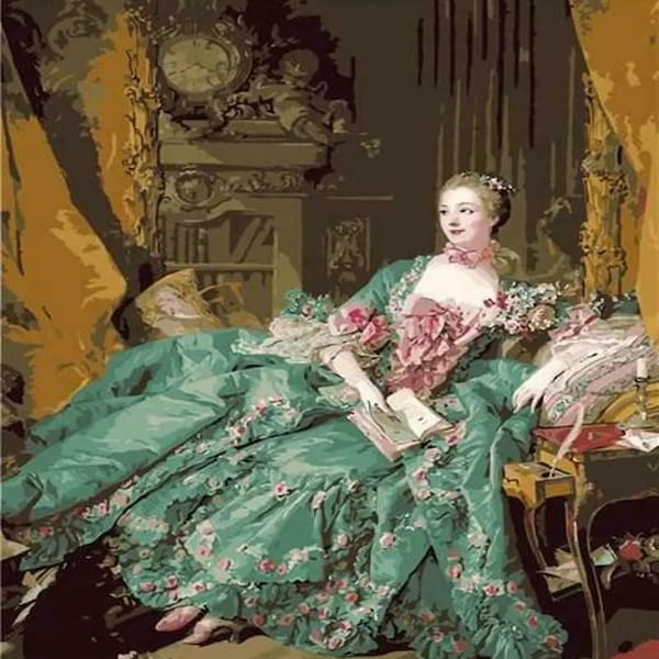 Portrait Madame Pompadour By Francois Boucher Painting Vintage Artwork Paint By Numbers Kit DIY Draw Decor Art