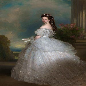 Elisabeth Of Bavaria Empress Of Austria By Franz Winterhalter Artwork Art Vintage Design Full Square Drill 5D DIY Decor Gift