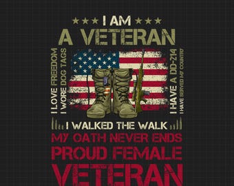 誇り高き女性退役軍人のアメリカ国旗PNG - 愛国的なデザイン（デジタルダウンロード）