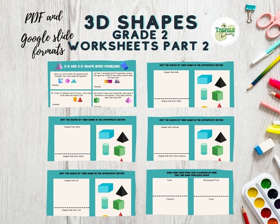 grade 2 math sheets 3d shapes activity pdf and google slides etsy