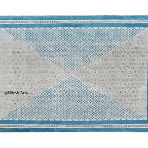 8x10 Cotton Dhurrie Rug – Handmade Moroccan Block Print Carpet