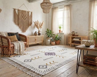 Hand Woven Contemporary Rug—Large 10x14 Area carpet for Interior Décor Living Room