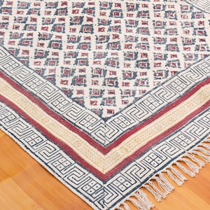 Outdoor Patio Rug, Geometric Rugs, Cotton Rug Living Room Rug, Handmade Rug, Kitchen Dhurrie Rug  6x9 9x12 rug