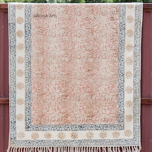 8x10 Hallway runner kilim cotton carpet Kitchen Hand block rug Stair woven cotton durries