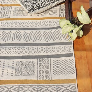 Handmade Cotton Durries Hand Block Printed Rugs For Living Room Home Décor Carpet