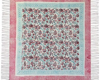 Handmade Square Rug Living Room Block Printed Rug Corridor Mat Bohemian Rug Corridor Dhurrie Cotton Entrance Area Rug