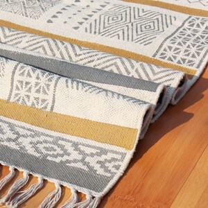 Handmade Cotton Durries Hand Block Printed Rugs For Living Room Home Décor Carpet