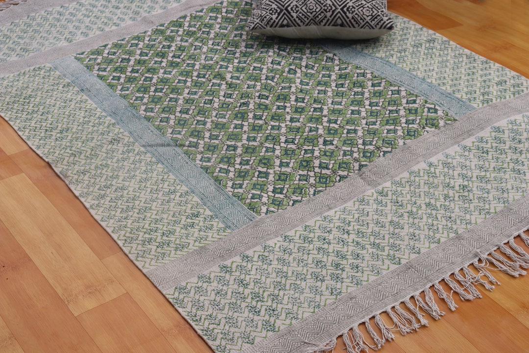 8x10 Feet Rug, Block Printed Rug, Bedroom Rug, Kitchen Area Rug ...