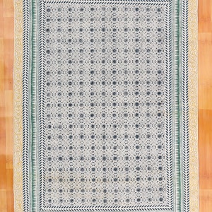 Handcrafted Dhurrie | Block Print Floor Rug for Bedroom & Living Room 9x12 Rug
