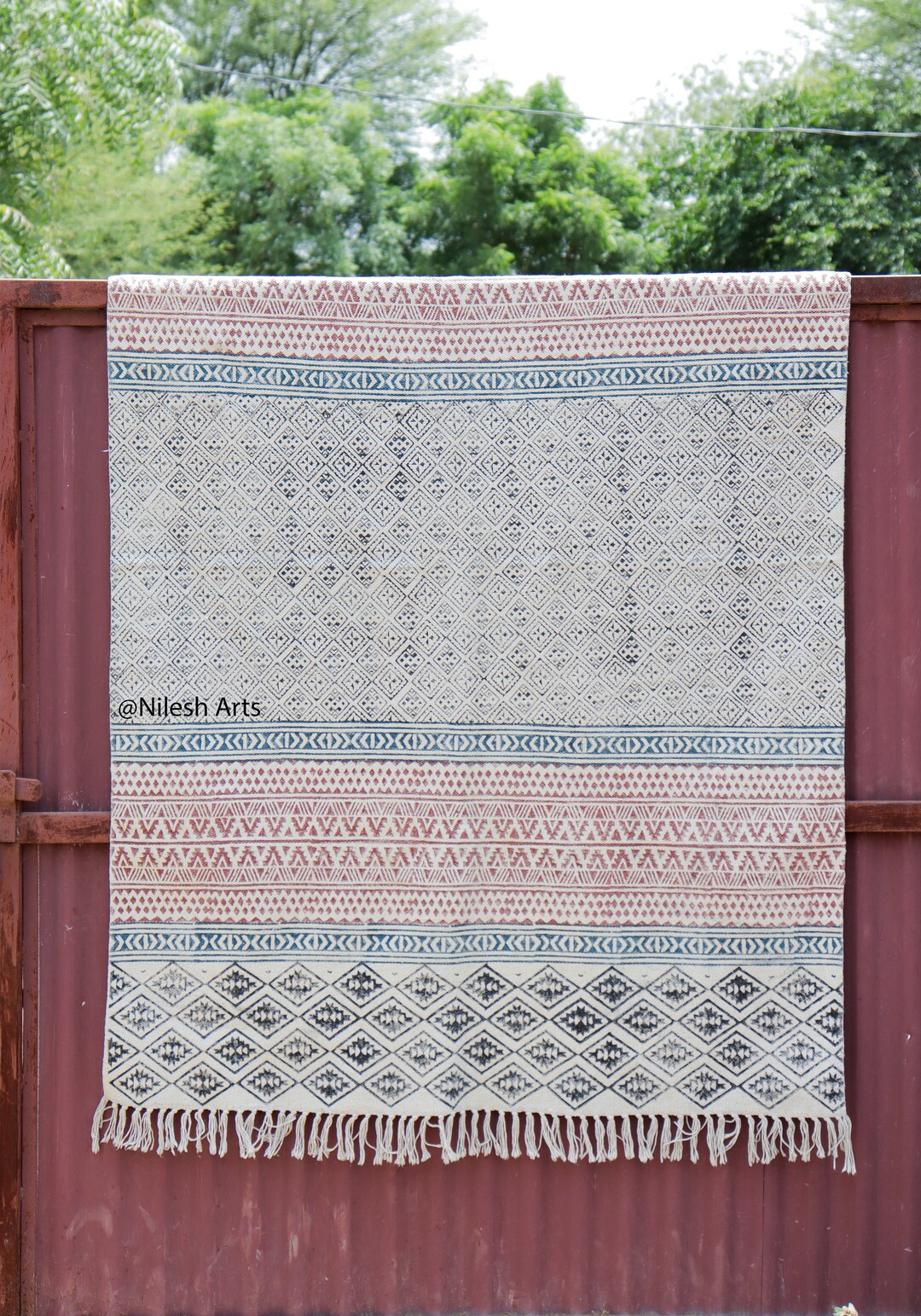 4x6 Ft Area Rug Kilim Rug Cotton Rug Indoor Rug Boho Rug Handmade Rug