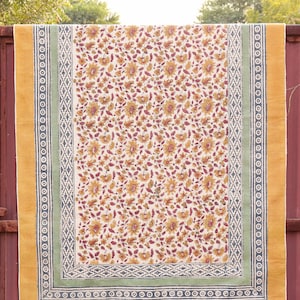 Extra Großer Teppich | Baumwoll Vintage Terrassenteppich | Block Gedruckter Baumwollteppich | Teppich | Geometrischer Teppich | Schlafzimmerteppich | Wohnzimmer Teppich | 10x30 Teppich