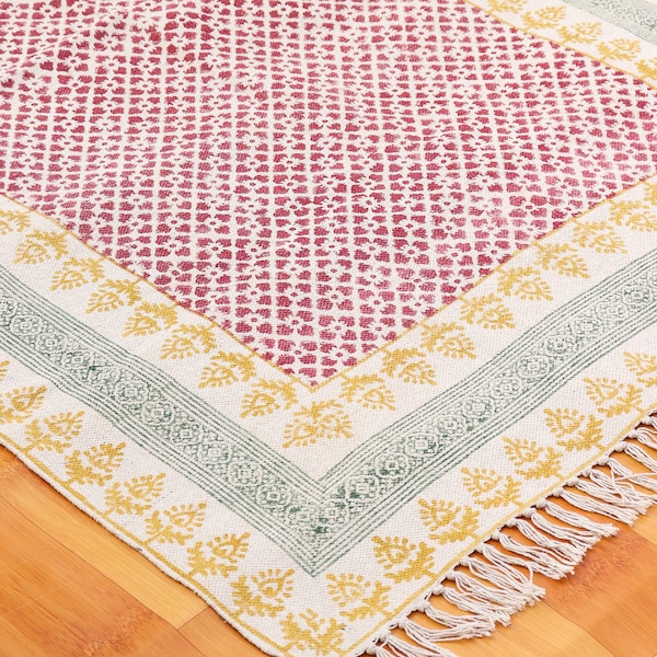 5x8 feet Rug, indoor rug Handmade Rug, Indian Rug, Outdoor Boho Rug, Rug, Boho Handwoven Block Printed Flatweave Cotton Rug,