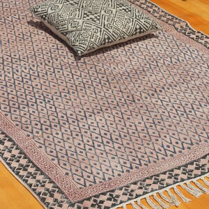 Bedroom Cotton rug, living room rug, Block Printed rug, Handmade Rug, kilim Rug, Rug for dorm, 6x8, 6x9, 9x12 Feet Rug