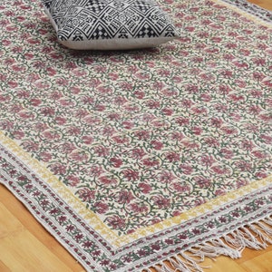 vintage rug, block printed rug, geometric rug, handmade cotton rug, living room rug, geometric rug, 5x8, 6x9, 8x10 9x12 feet