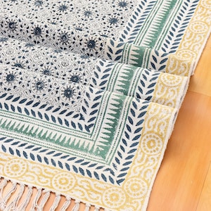 Handcrafted Dhurrie | Block Print Floor Rug for Bedroom & Living Room 9x12 Rug