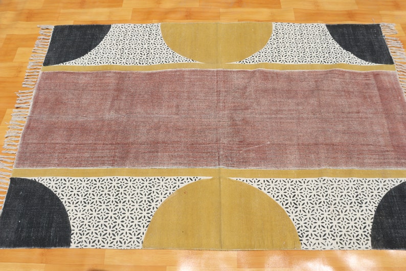 5x8, ft rug, cotton rugs, rag runner, living room rug, block printed rug, handmade rug, kitchen area rug, garden rug, handmade rug