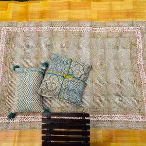 5x8 ft rug, living room rug, block printed rug, vintage rug, farmhouse rug, geometric rug, cotton rug, homedecor rug, 5x8 feet rug