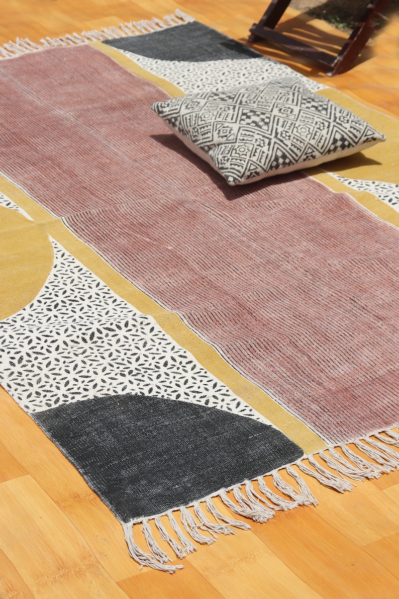5x8, ft rug, cotton rugs, rag runner, living room rug, block printed rug, handmade rug, kitchen area rug, garden rug, handmade rug