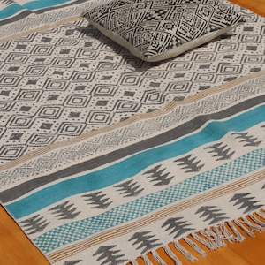 Boho cotton kilim Rug Indian Handmade Kantha work Area Rug Antique look Outdoor Dhurris Home Office Carpet Yoga Rug 4x6 6x9 8x10 9x12 ft