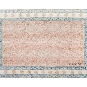 8x10 Hallway runner kilim cotton carpet Kitchen Hand block rug Stair woven cotton durries