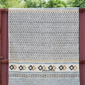 Teppich 10x14 venage BAUMWOLL BOHO TEPPICH | Geometrischer Teppich | Flur Teppiche | Dekorativer Schlafzimmer Teppich | Wohnzimmerteppich | Gemusterter Kelim Teppich