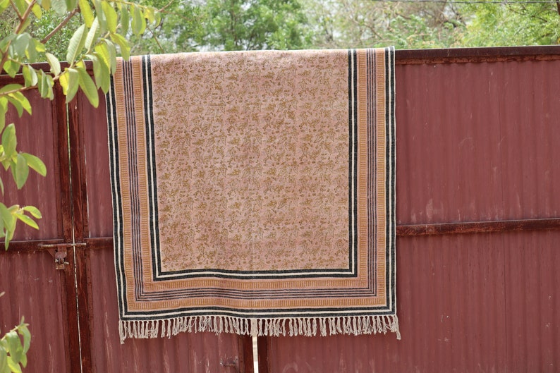 Handmade Cotton Dhurrie Block Printed Area Rug Living Room Carpet Washable Floor 9x12 Rug